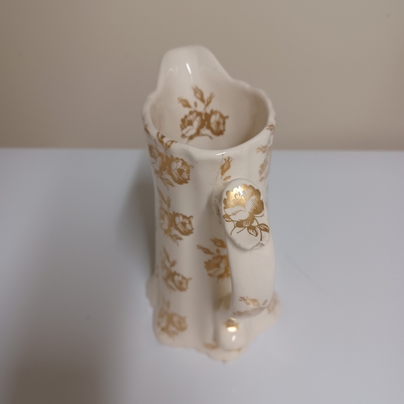 Vintage Porcelain Pitcher Gold Rare Victorian Floral Design Antique Cottagecore - Picture 3 of 9